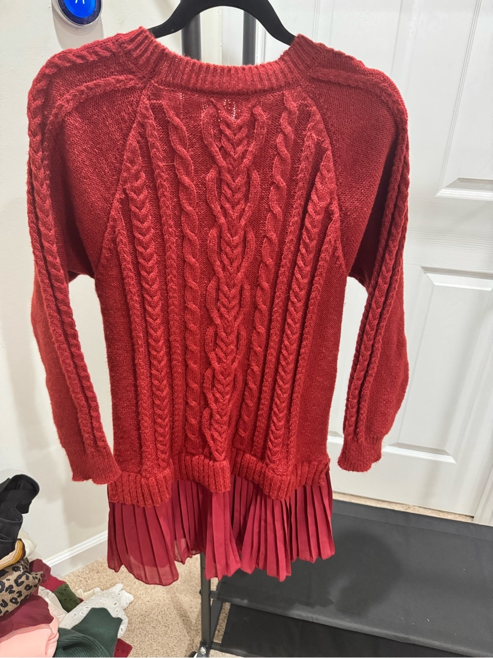 Amazon Red Cable-Knit Sweater Mini Dress